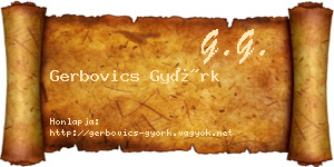 Gerbovics Györk névjegykártya